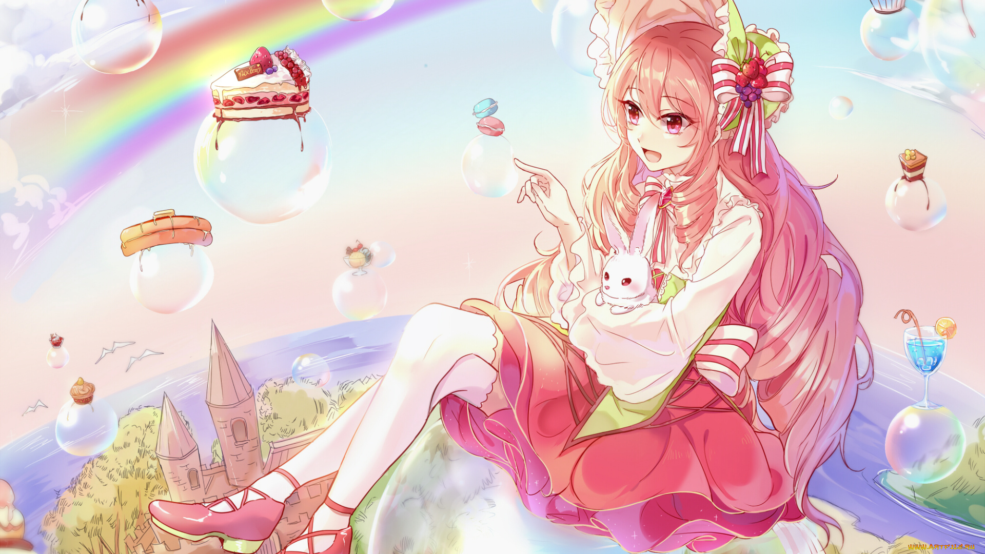 аниме, unknown, , другое, фон, взгляд, девушка