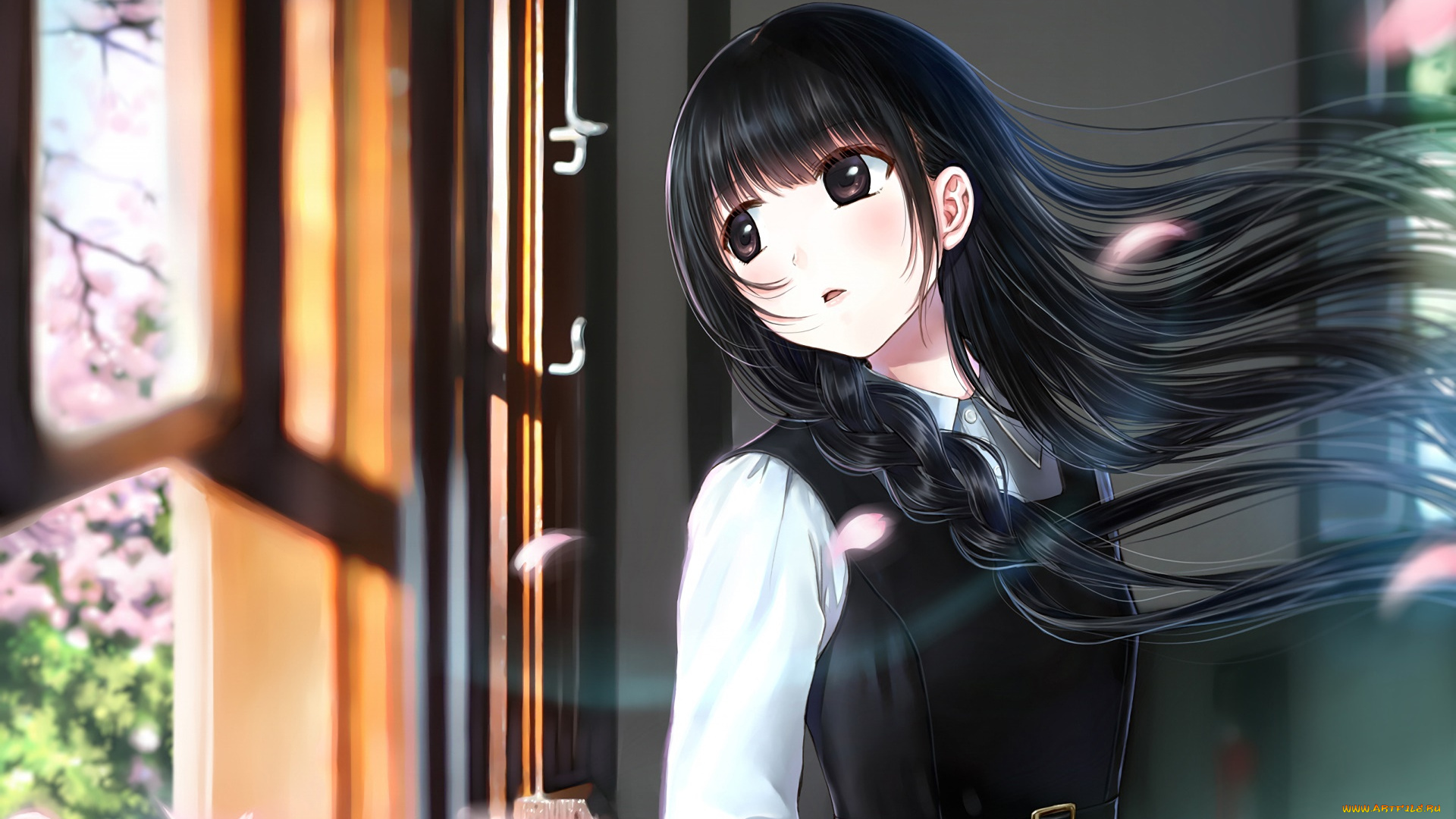 аниме, unknown, , другое, взгляд, девушка, фон