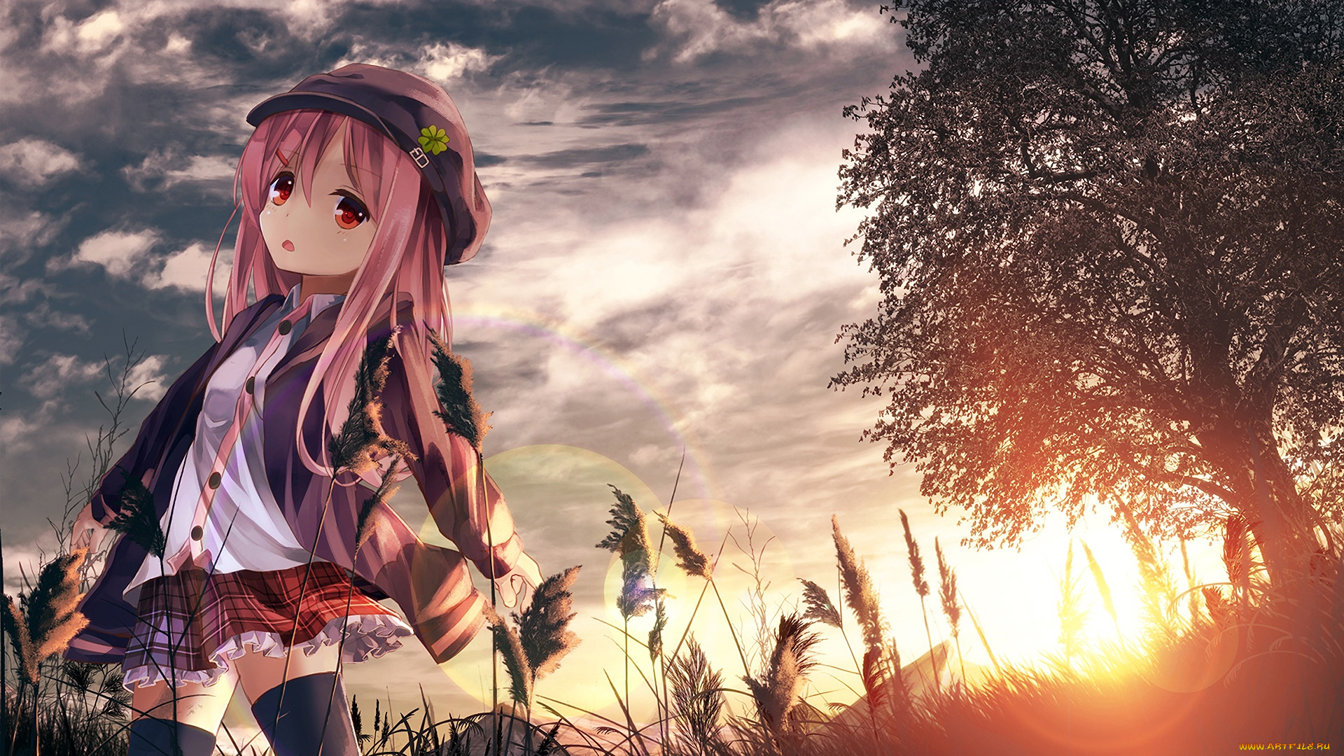 аниме, unknown, , другое, взгляд, фон, девушка