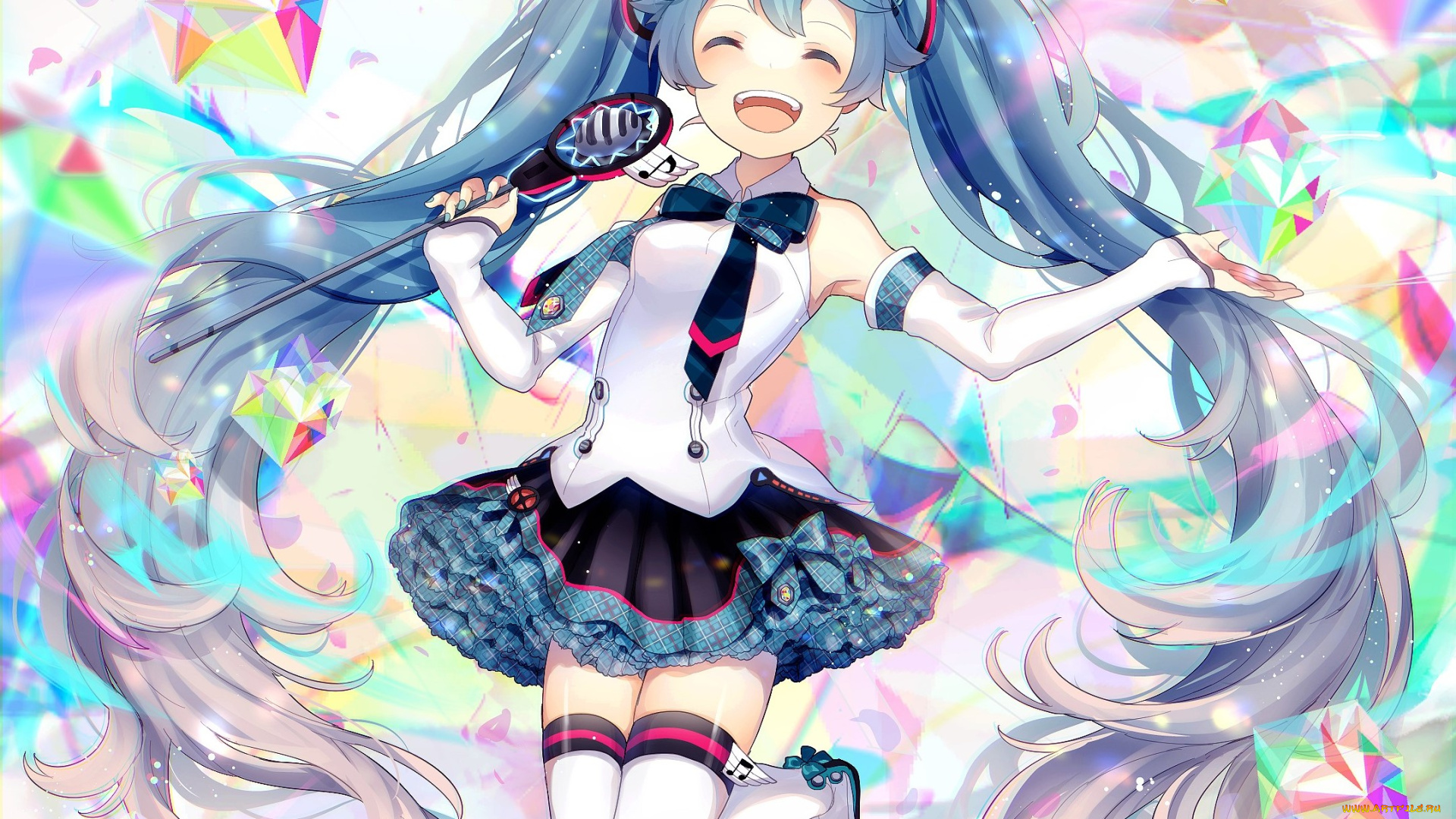 аниме, vocaloid, девушка, фон, взгляд