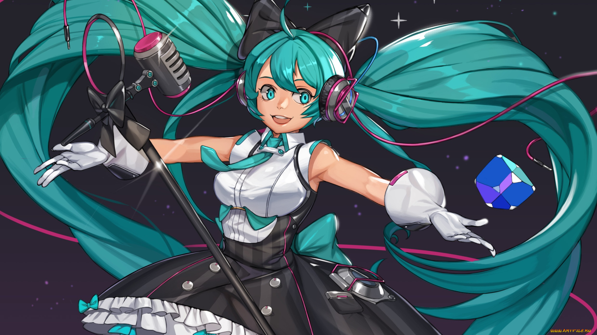 аниме, vocaloid, девушка, фон, взгляд