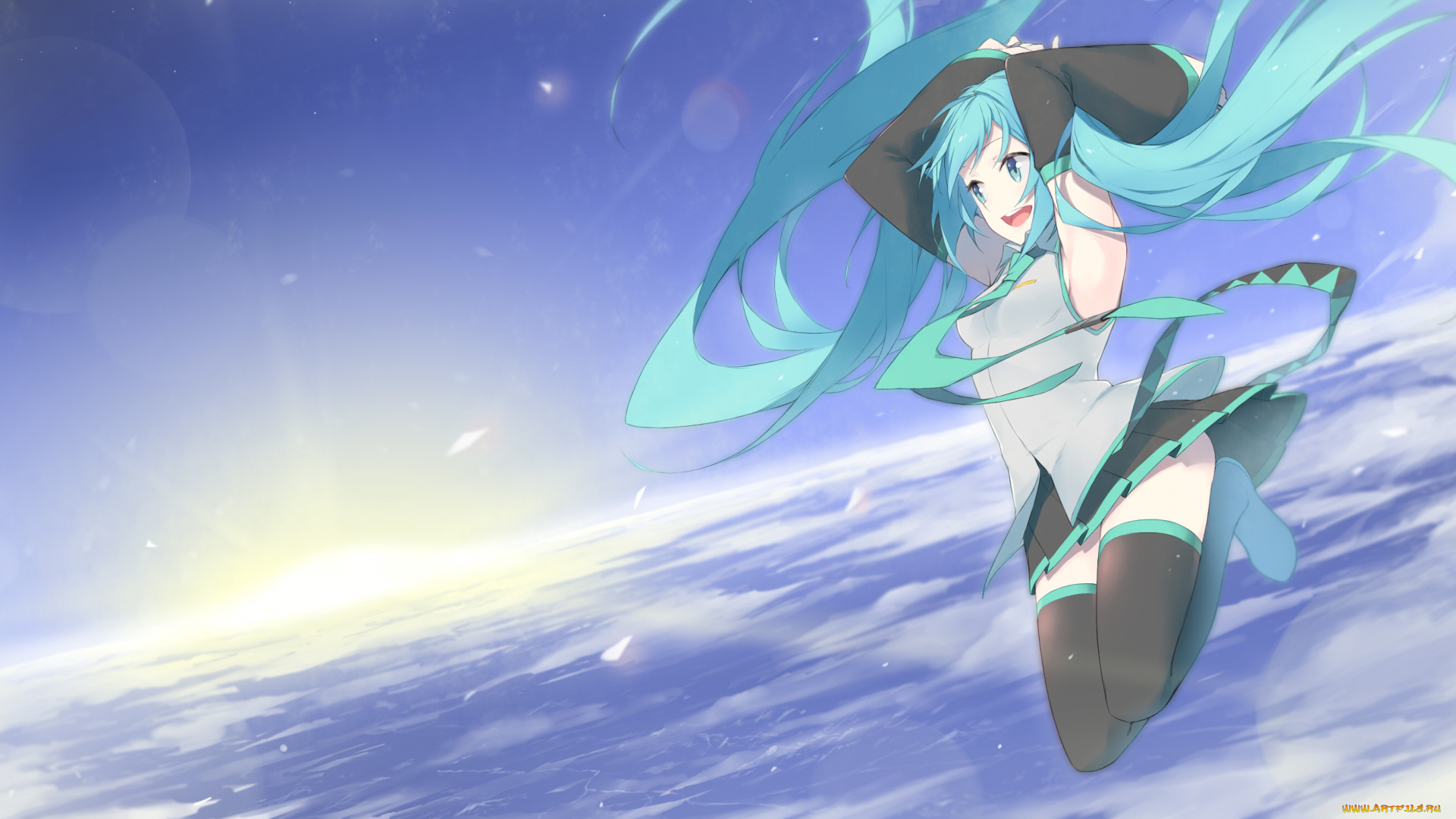 аниме, vocaloid, взгляд, девушка, фон