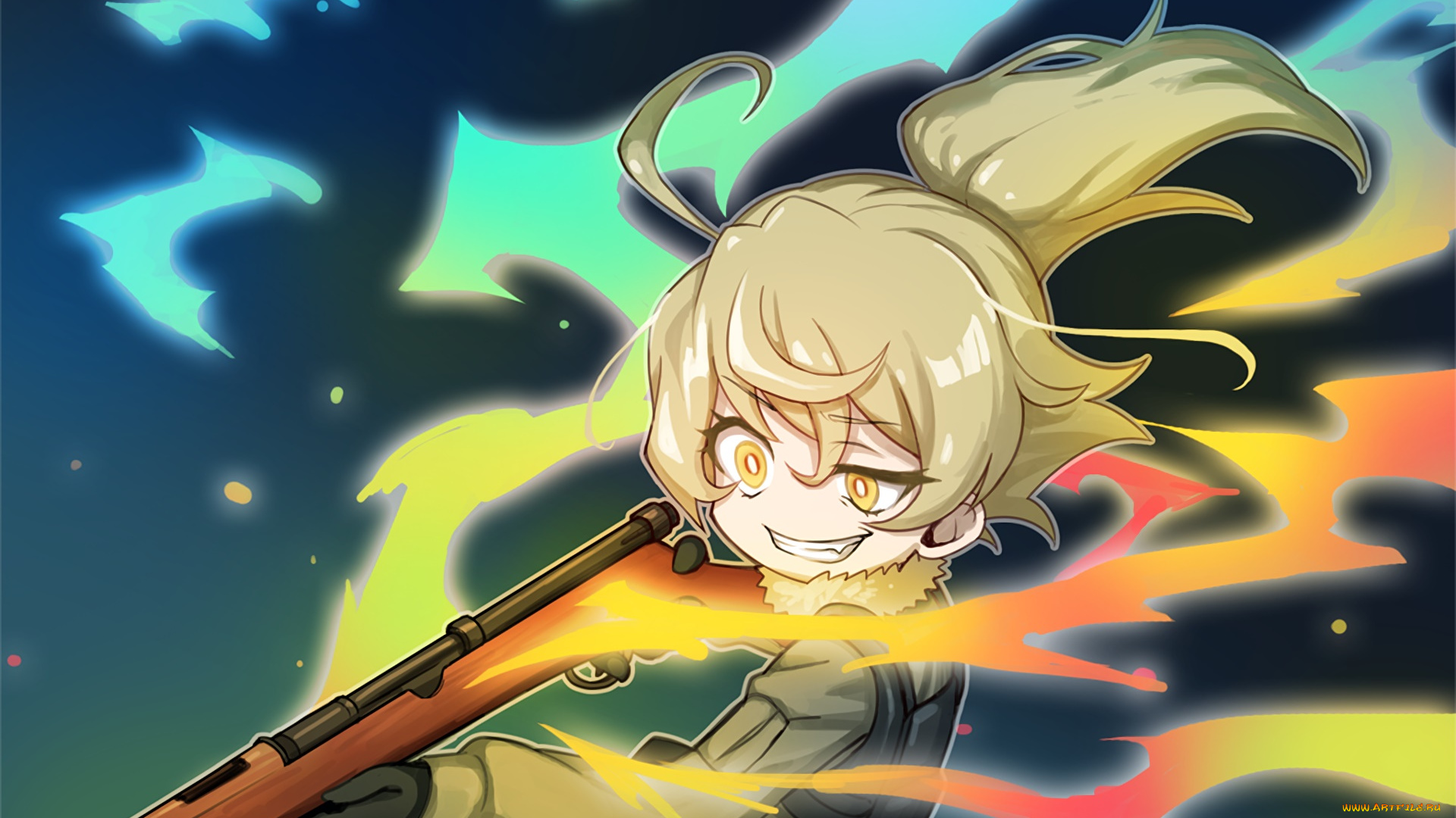 аниме, youjo, senki, фон, взгляд, девушка