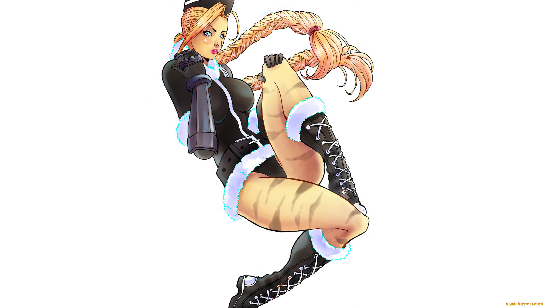 рисованное, комиксы, фон, девушка, коса, пилотка, взгляд