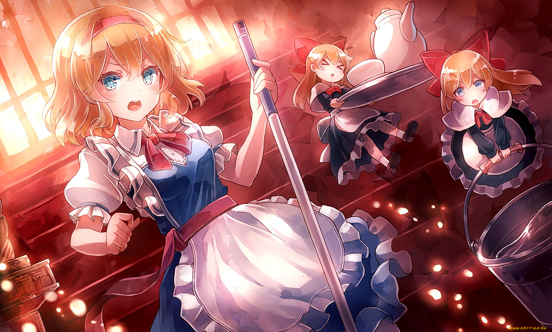 аниме, touhou, взгляд, девушка, фон