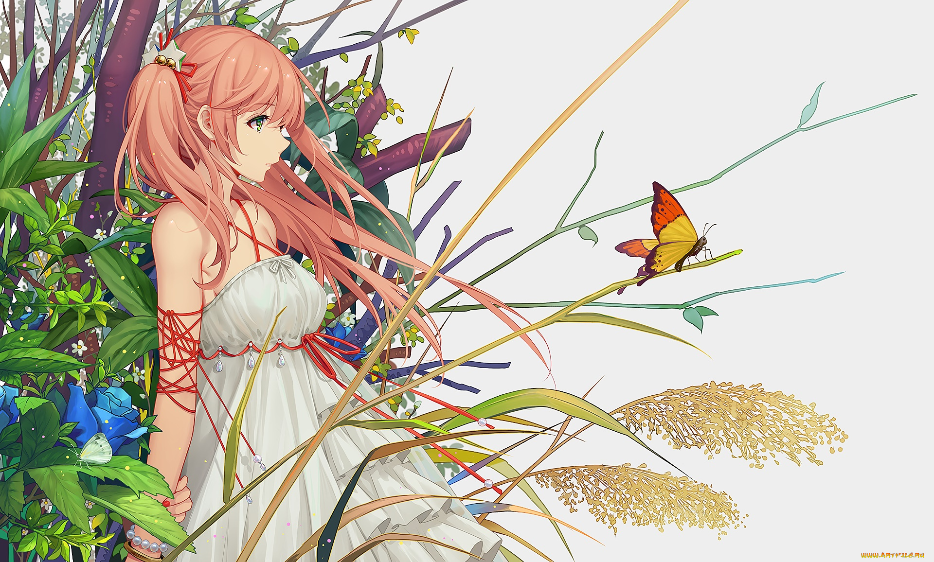 аниме, unknown, , другое, девушка, взгляд, фон