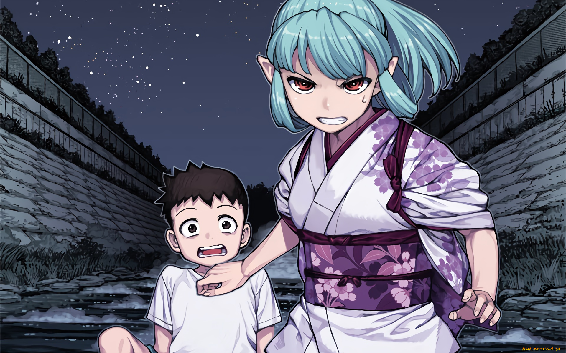 аниме, tsugumomo, девушка, фон, взгляд