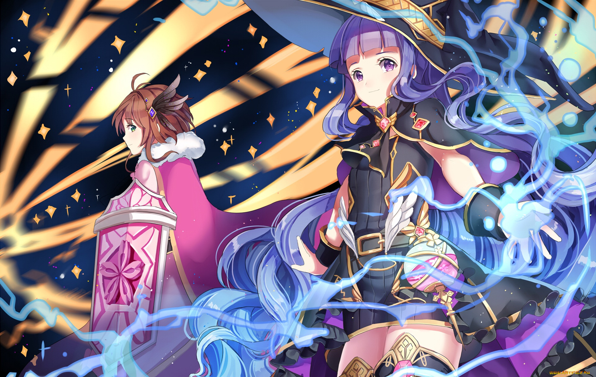 аниме, магия, , колдовство, , halloween, фон, взгляд, девушка