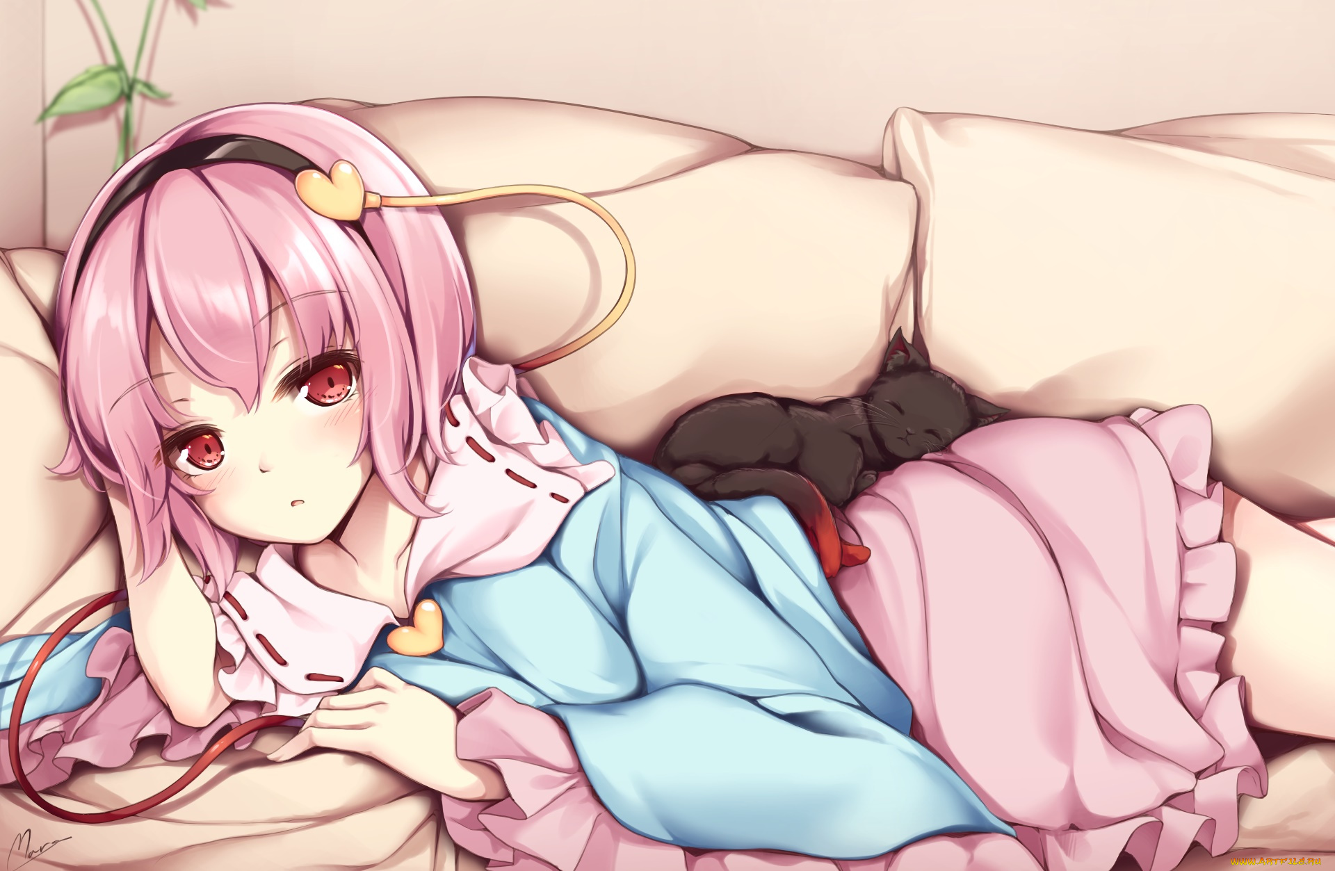 аниме, touhou, девушка, взгляд, фон