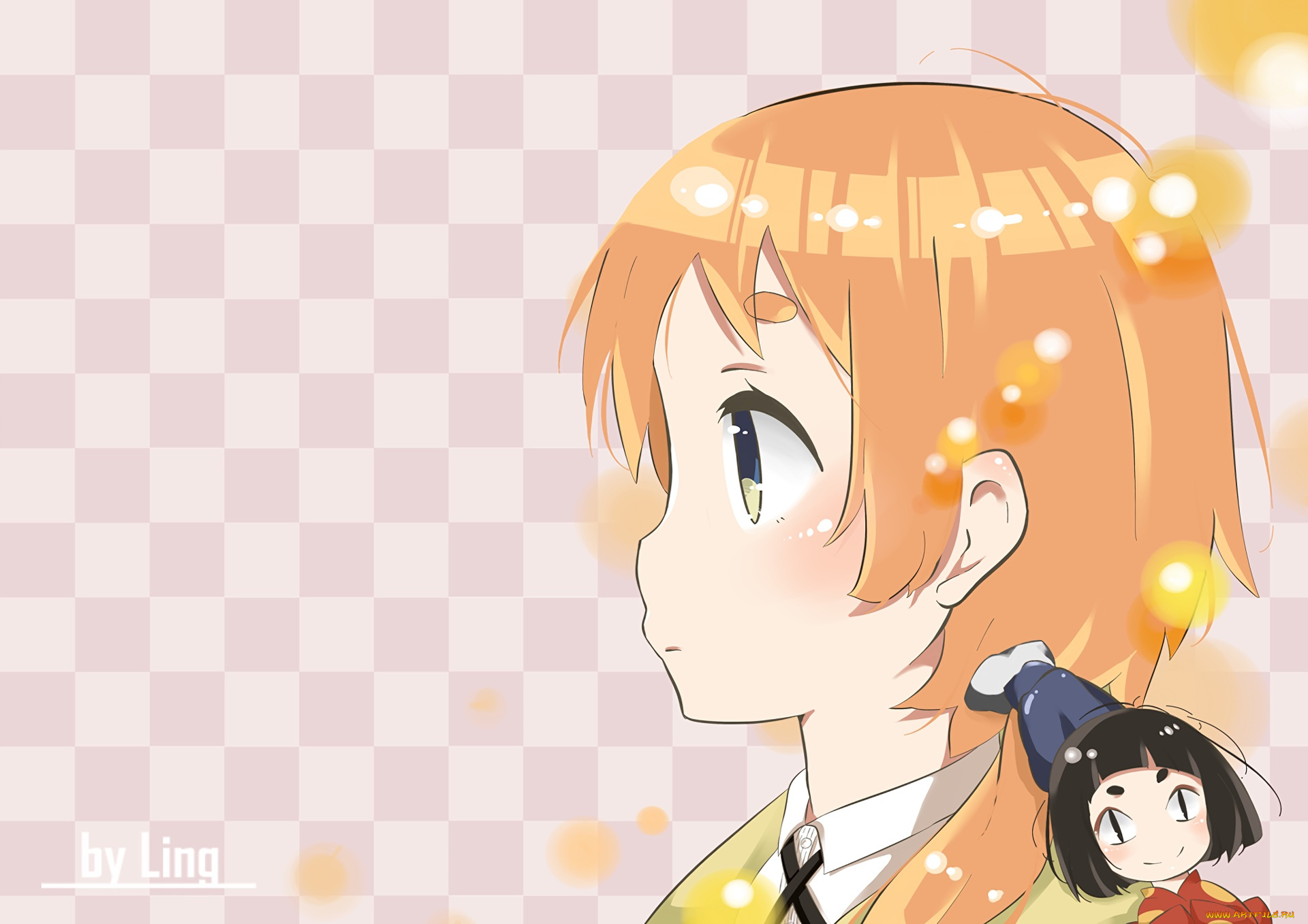 аниме, urara, meirochou, девушка, взгляд, фон