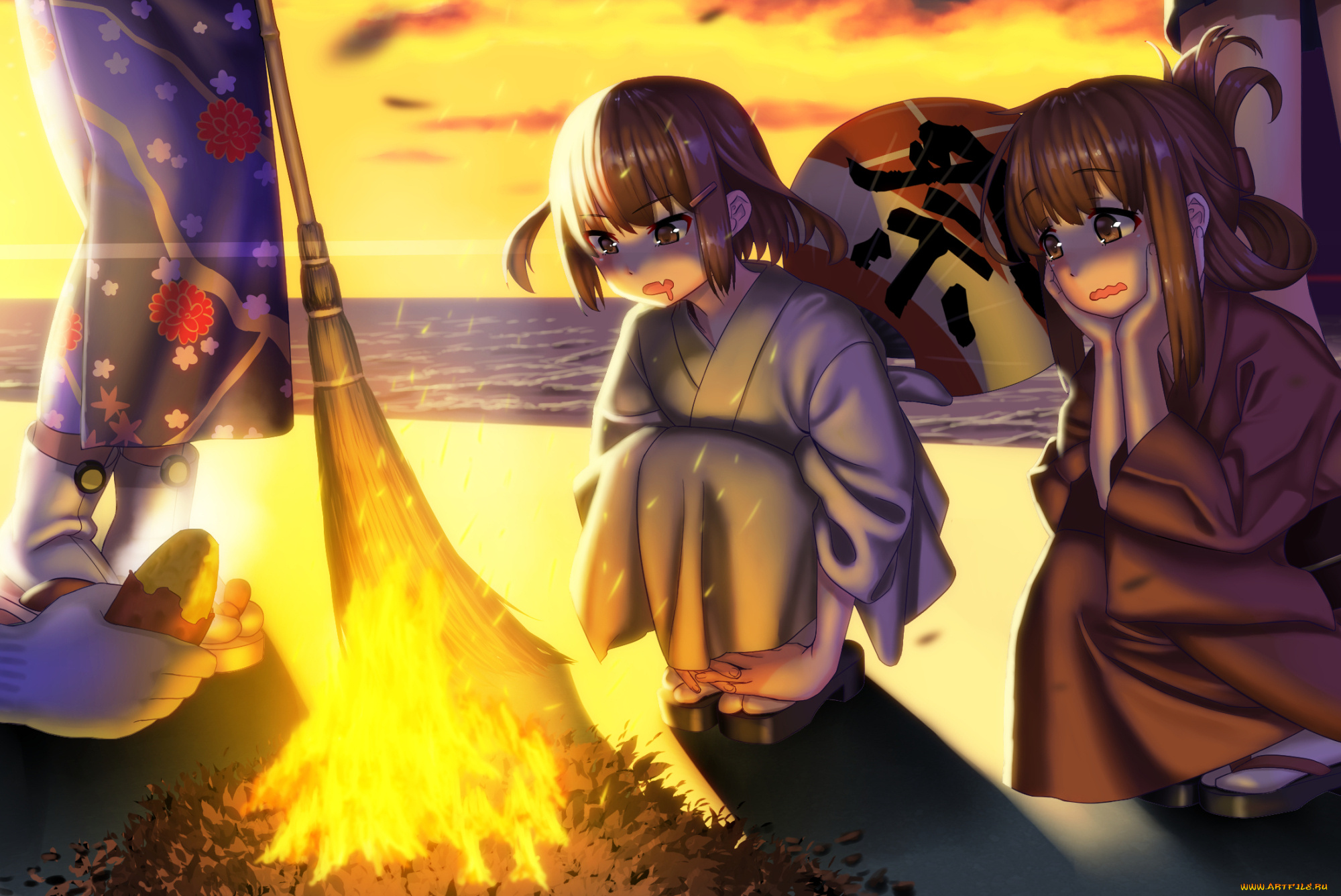 аниме, kantai, collection, фон, девушки, взгляд