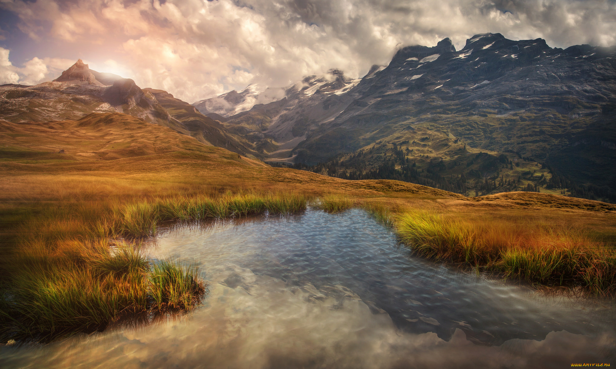 природа, реки, озера, рассвет