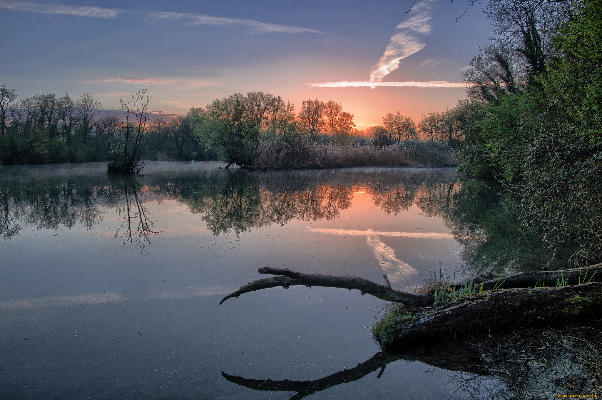 природа, реки, озера, рассвет
