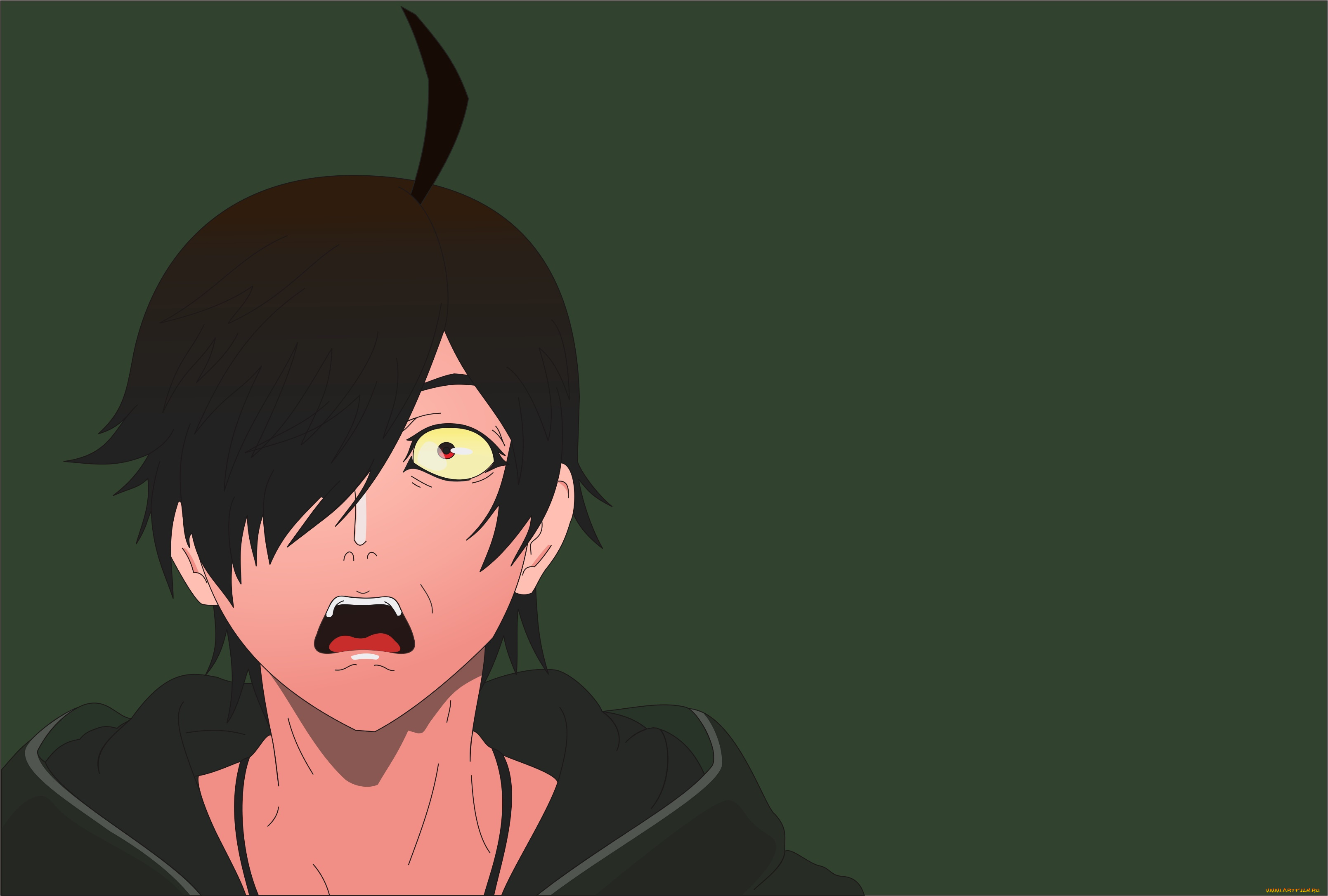 аниме, bakemonogatari, парень, фон, взгляд