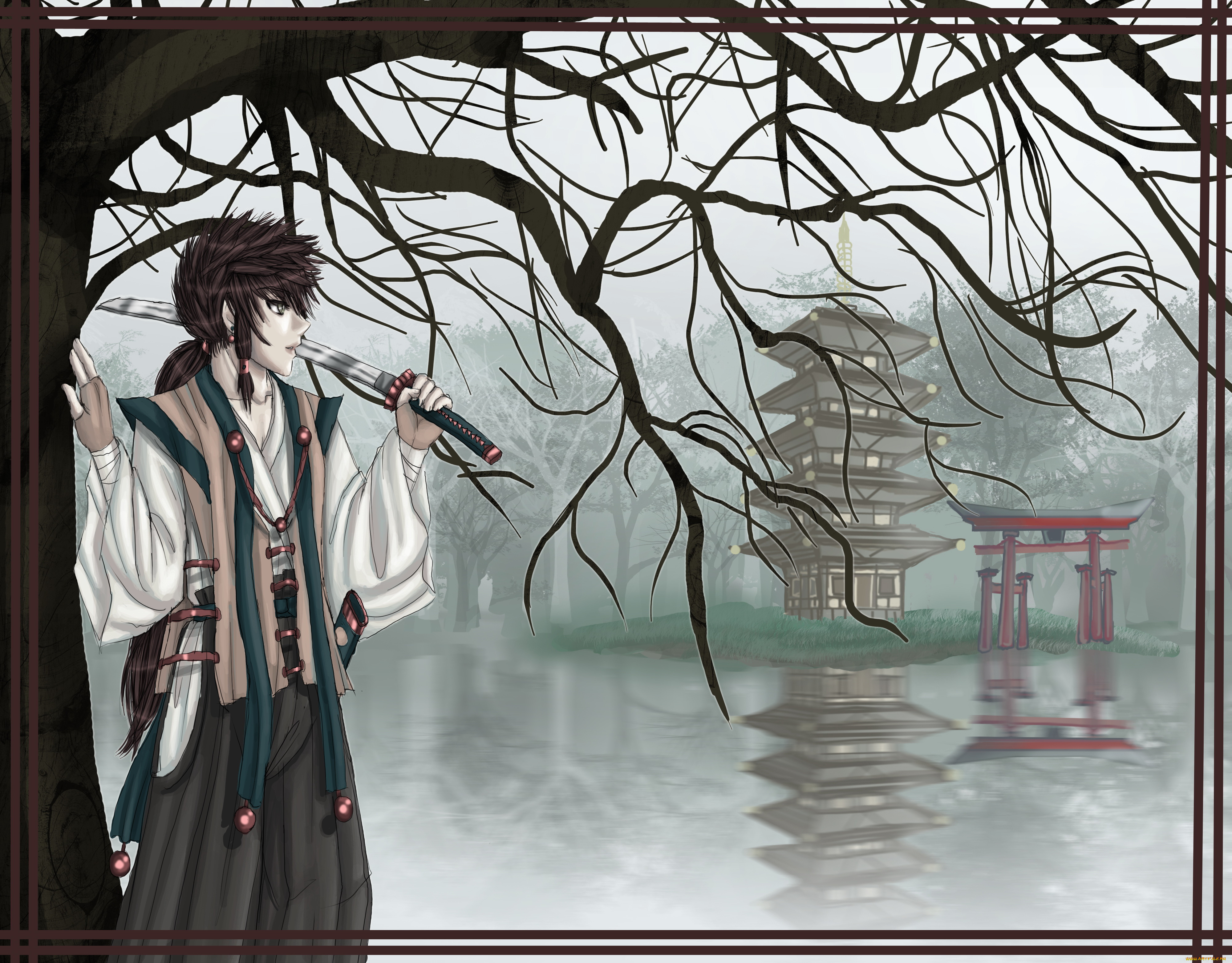 аниме, оружие, , техника, , технологии, дом, меч, фон, мужчина