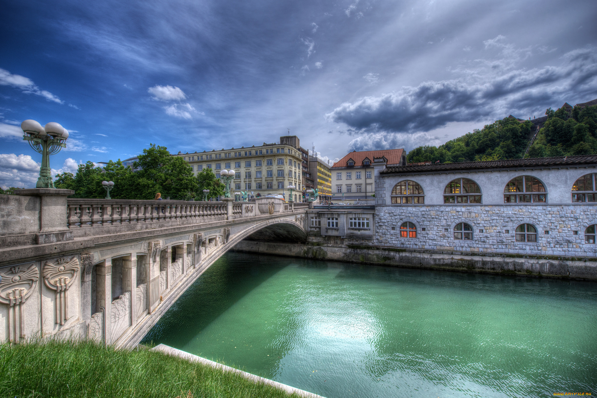ljubljana, -, slovenija, города, -, мосты, простор