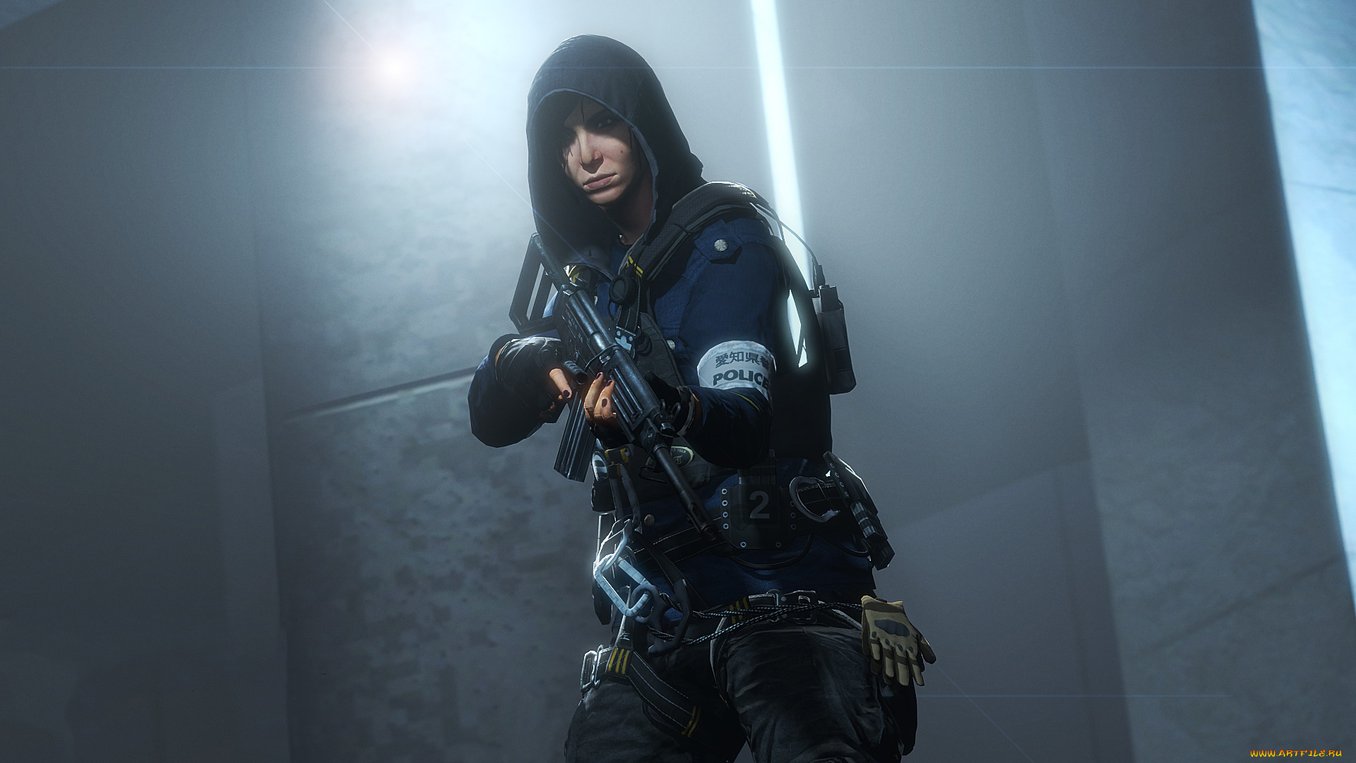 3д, графика, люди, , people, девушка, фон, взгляд, автомат