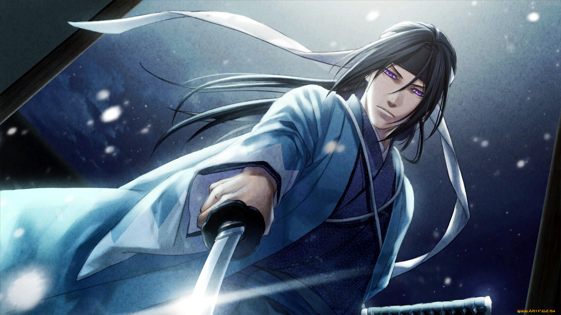 аниме, hakuouki, парень, меч, юката