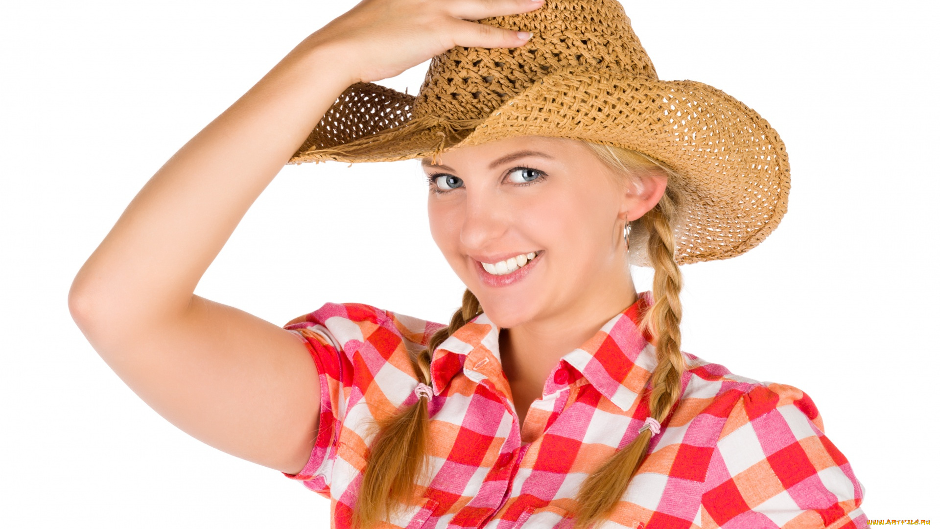 девушки, -, блондинки, , светловолосые, косички, шляпа, улыбка