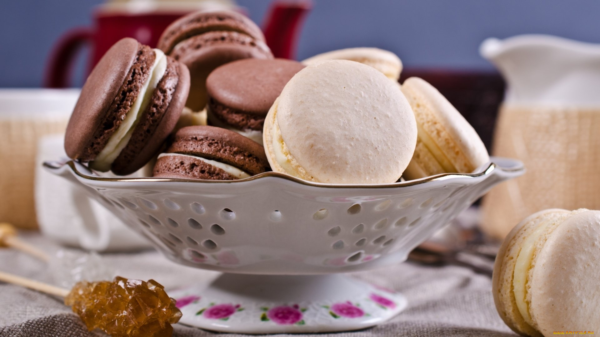 еда, макаруны, лакомство, печенье