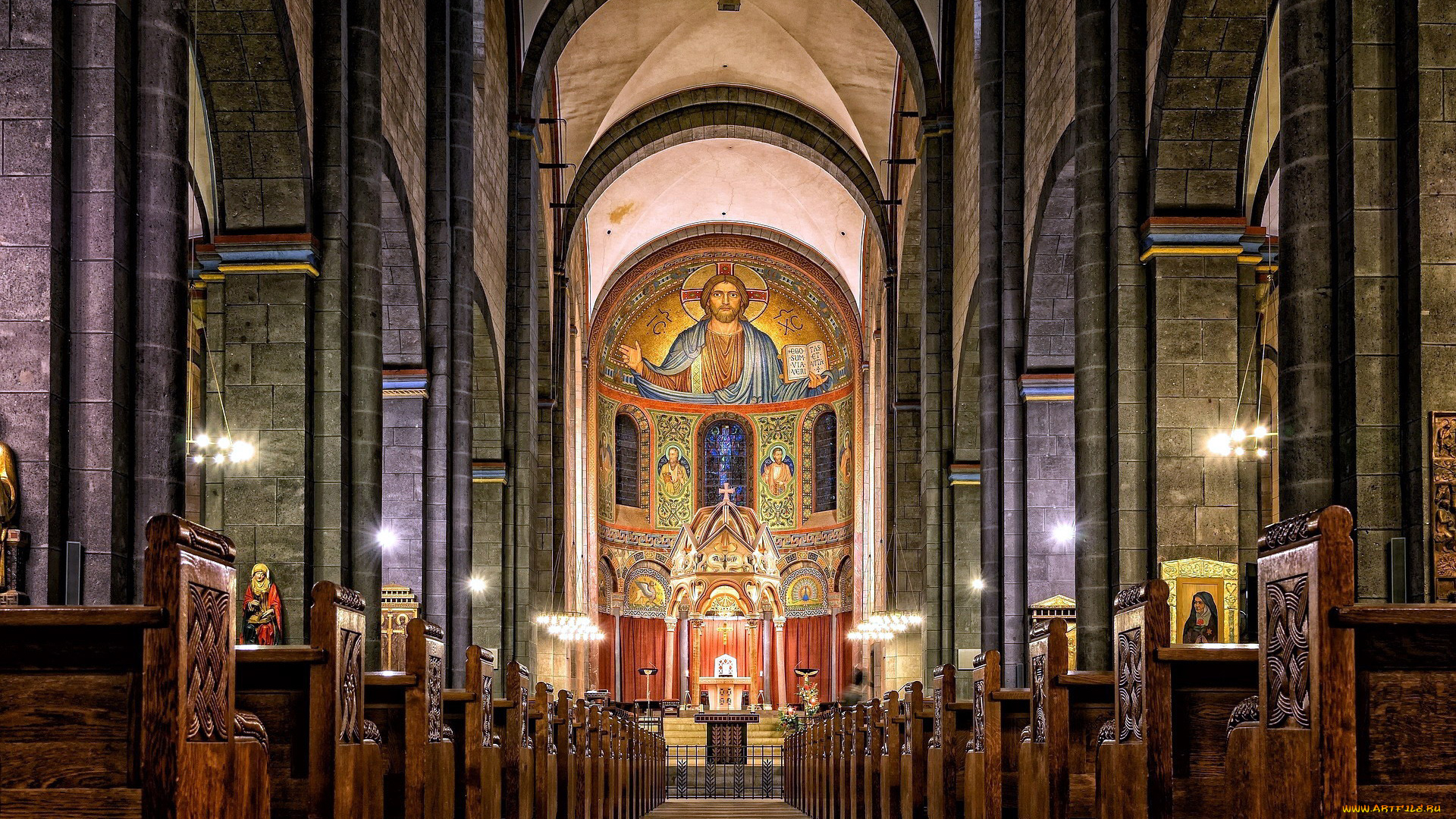 интерьер, убранство, , роспись, храма, костел