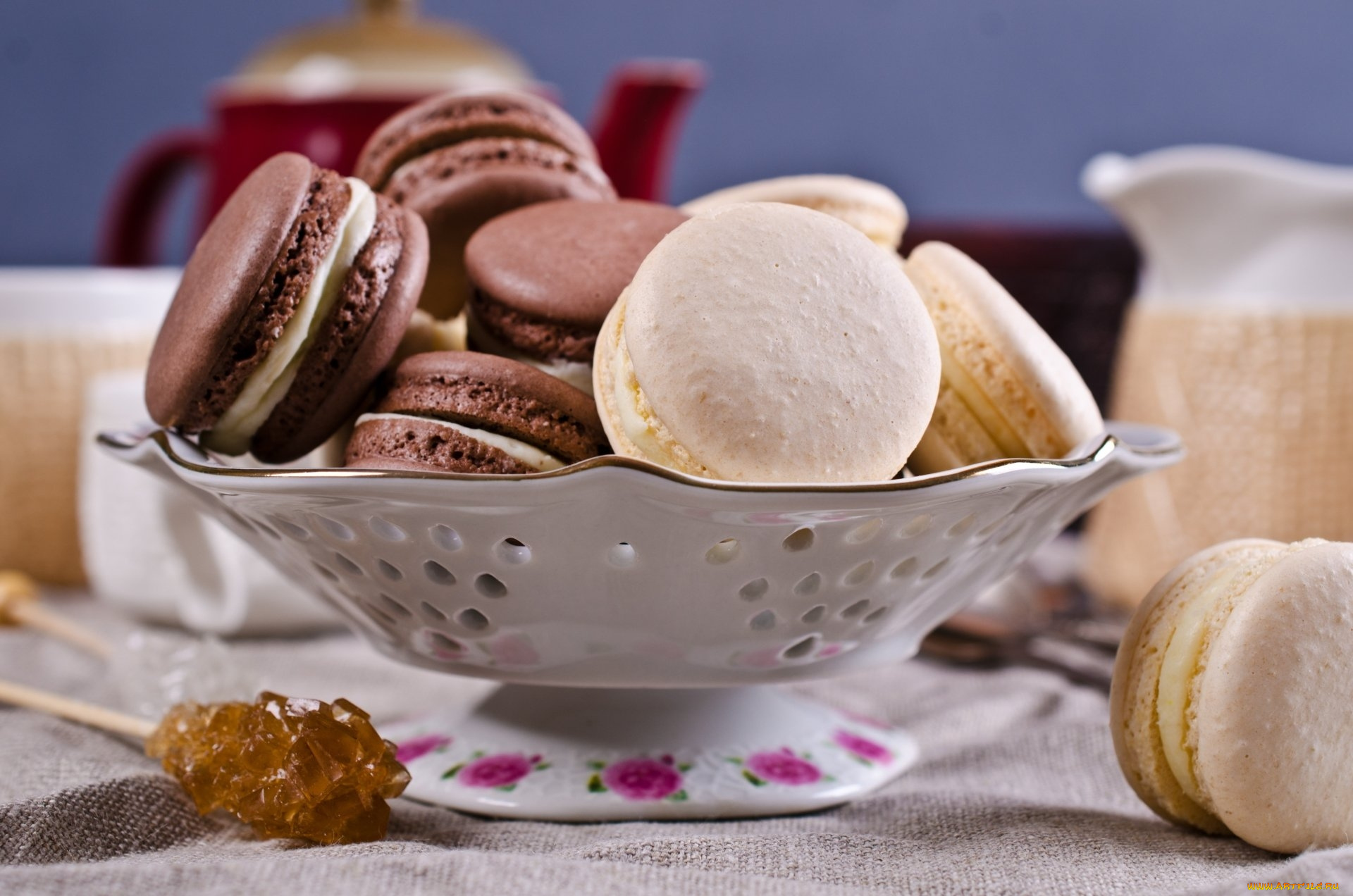 еда, макаруны, лакомство, печенье