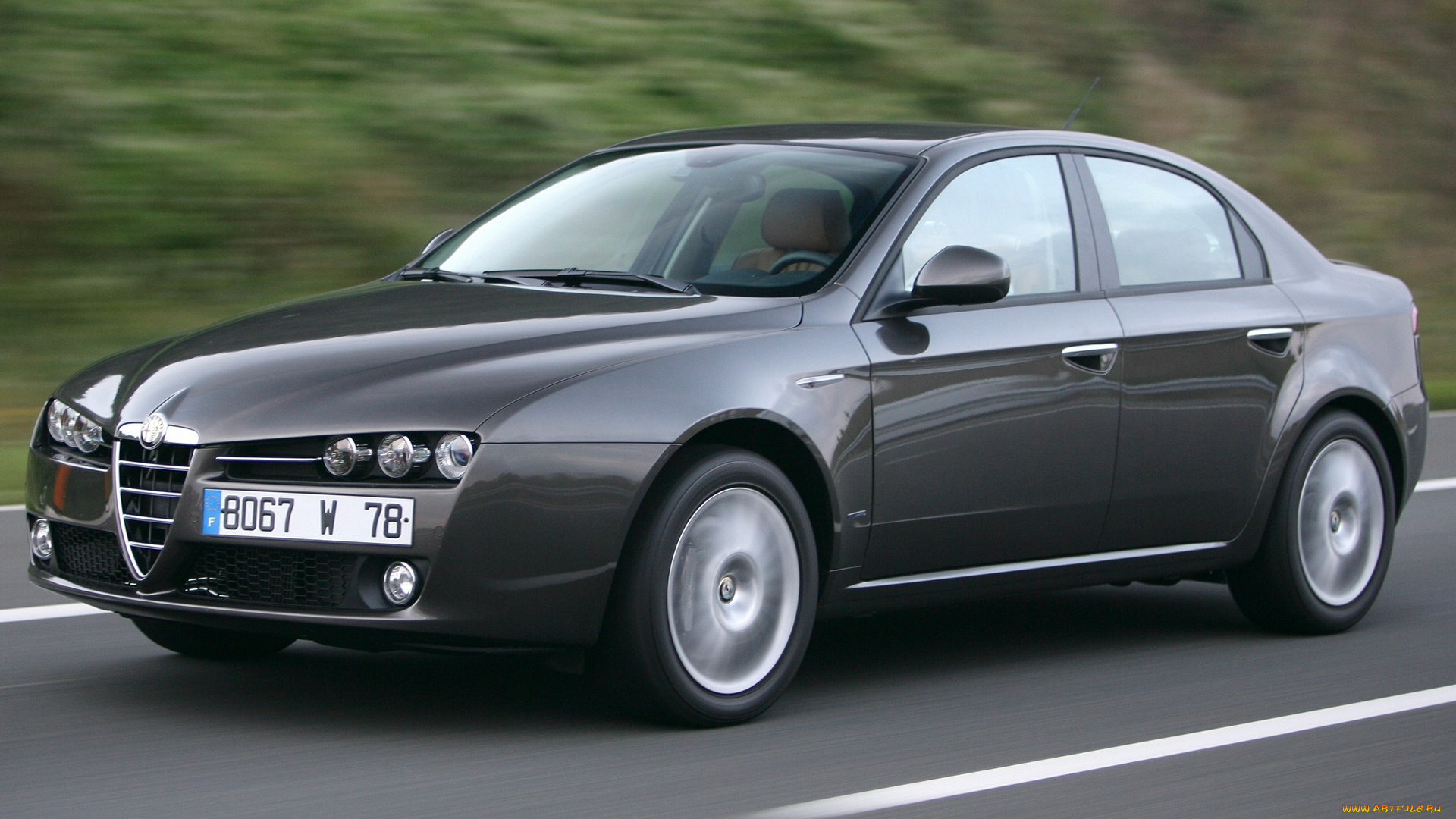 автомобили, alfa, romeo, серый, дорога, скорость