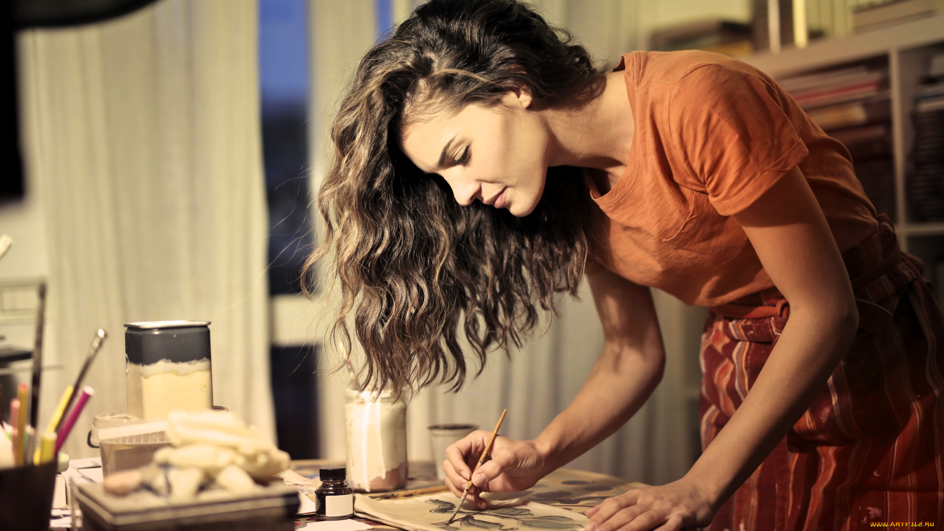 девушки, -, брюнетки, , шатенки, художница, шатенка, футболка, ююка, рисунки