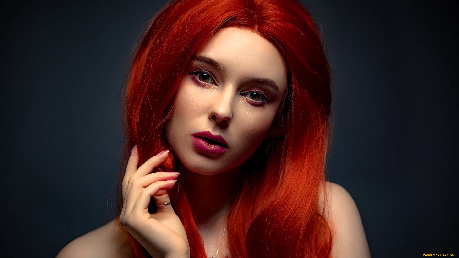 девушки, -, лица, , портреты, рыжая, лицо