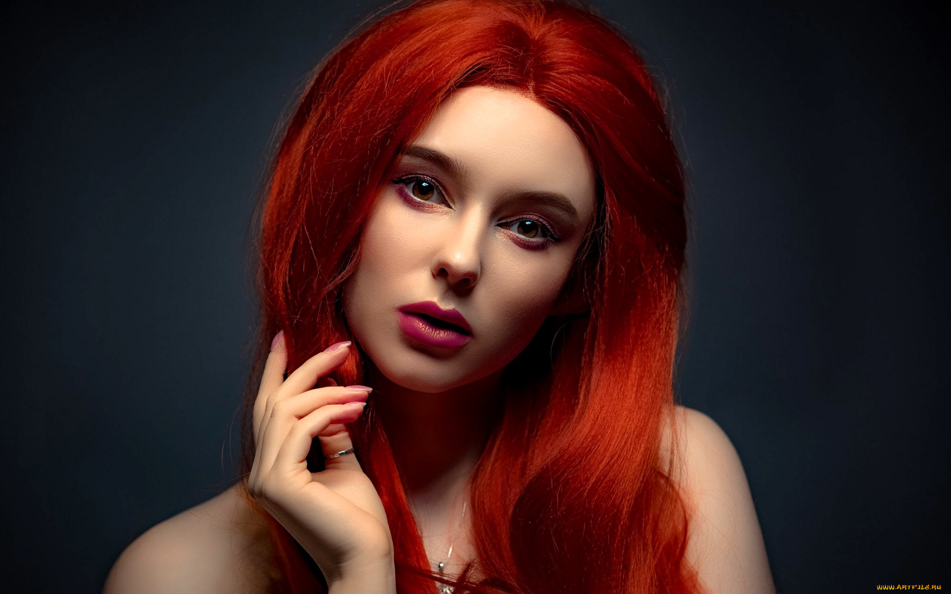 девушки, -, лица, , портреты, рыжая, лицо