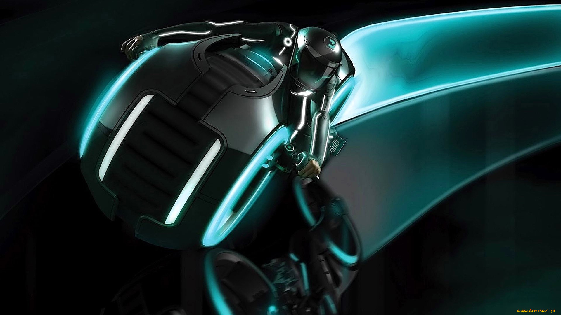 кино, фильмы, tron, legacy, мотоцикл, скорость, пилот