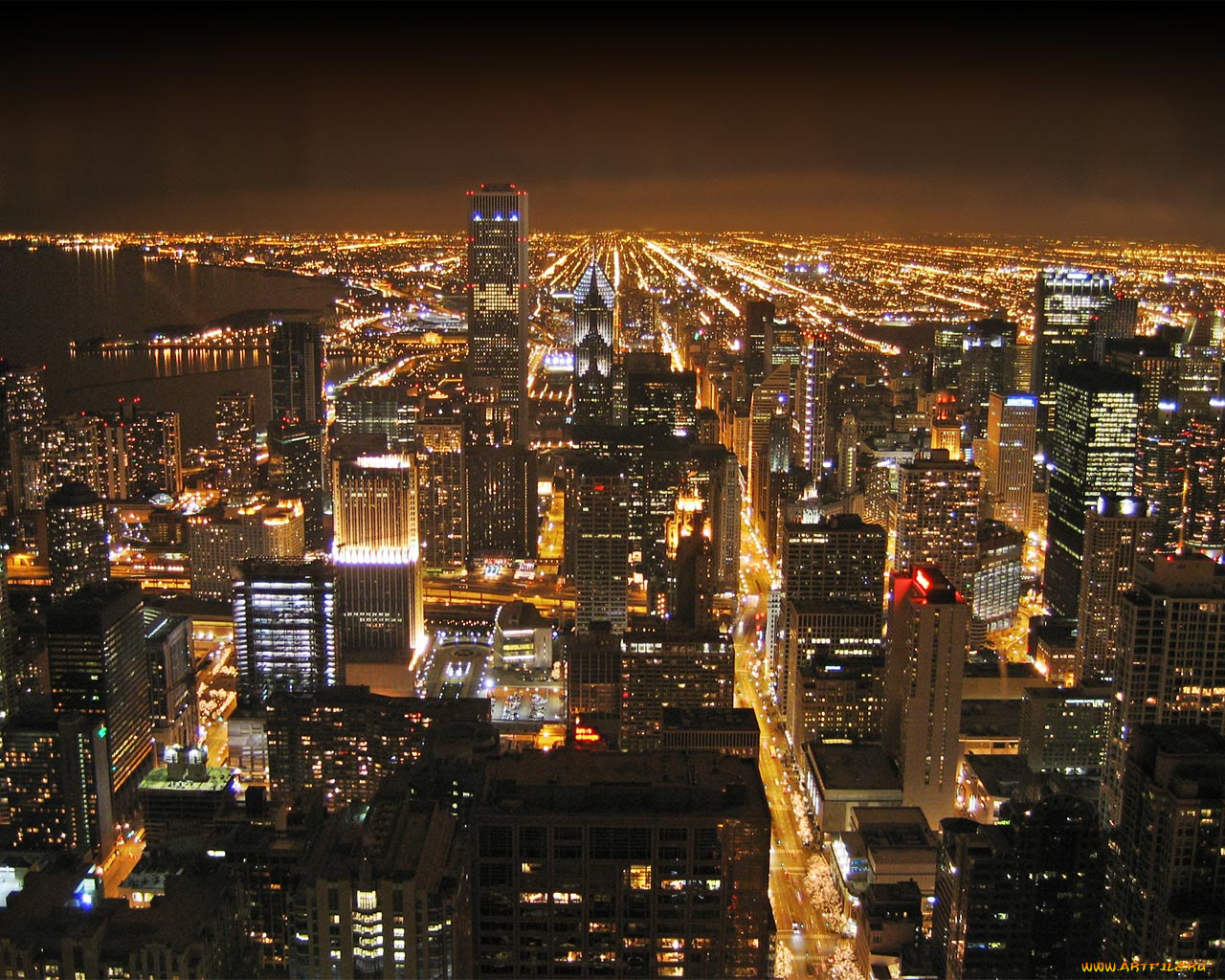 города, огни, ночного