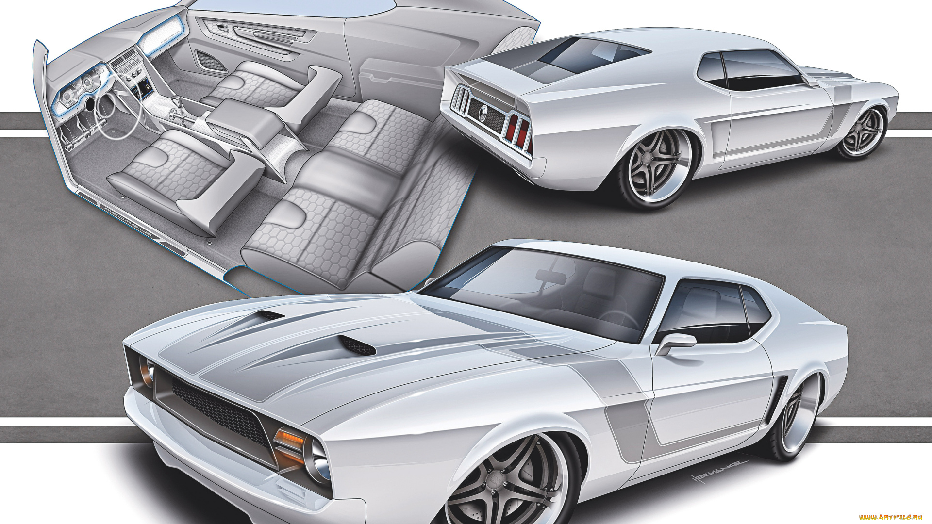 автомобили, рисованные