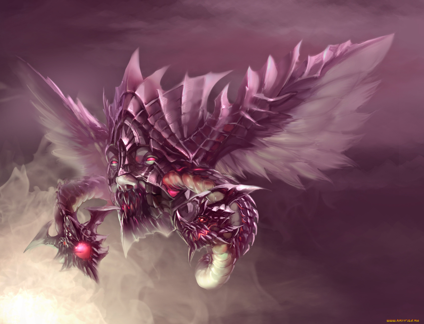 xiaobotong, фэнтези, существа, клыки