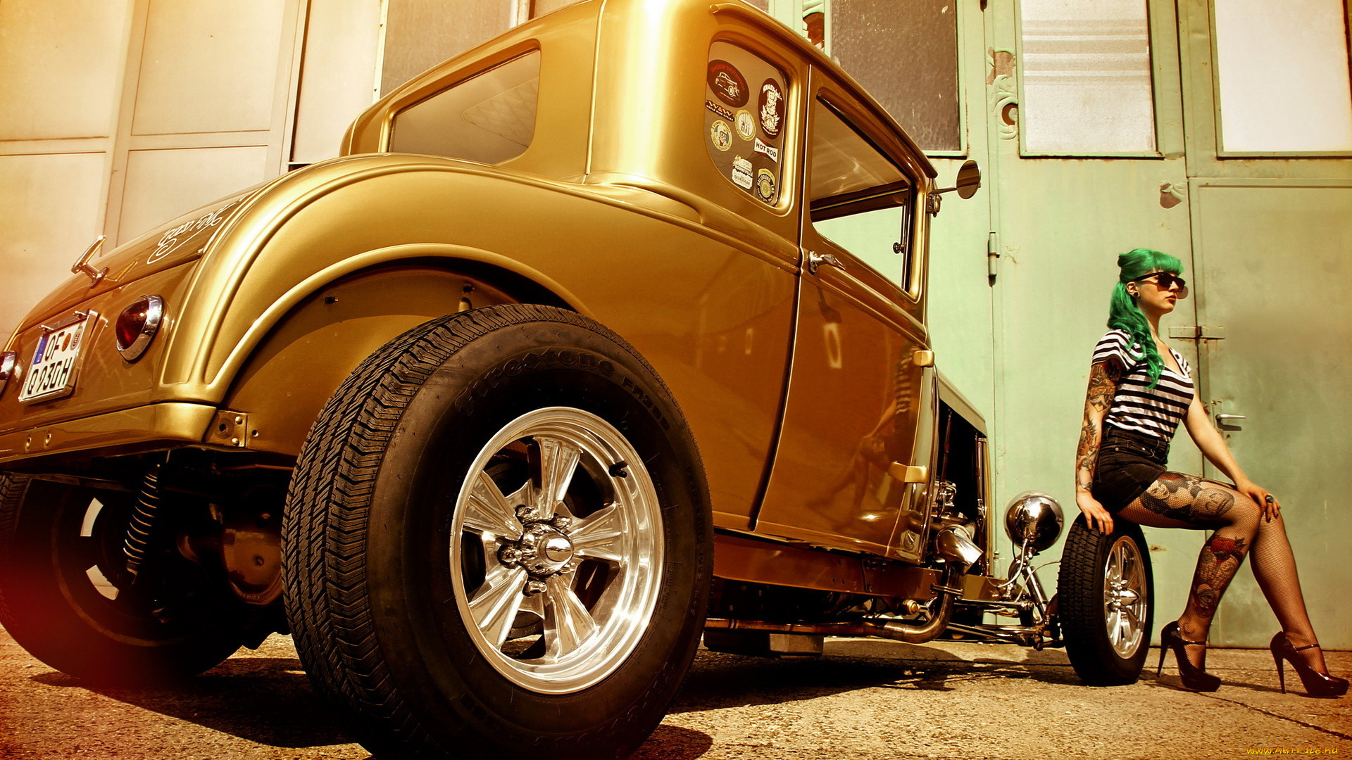 автомобили, авто, девушками, ретро