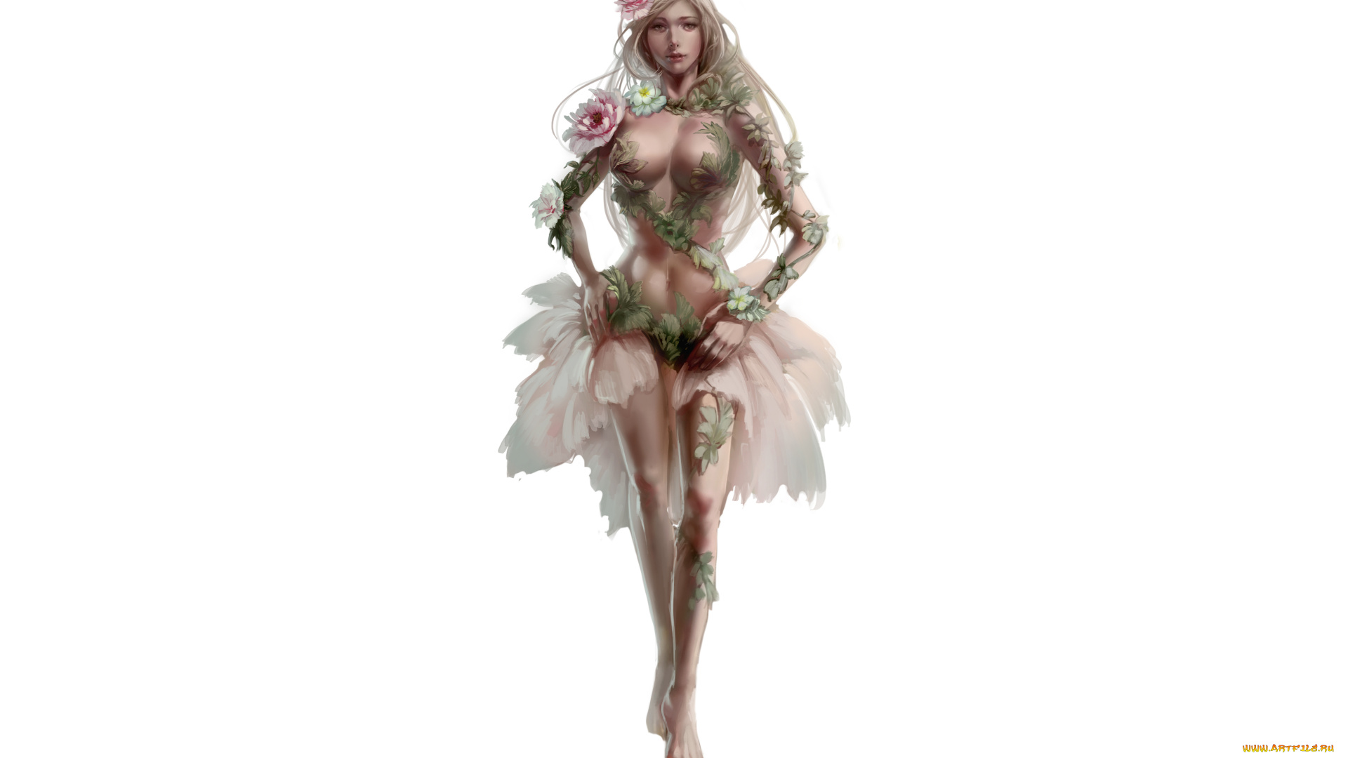 xiaobotong, фэнтези, девушки, цветы