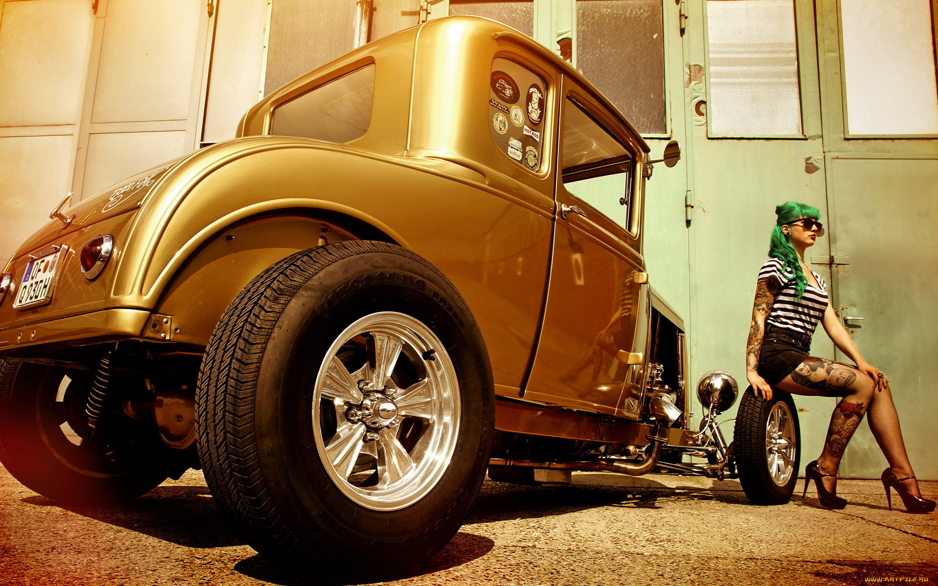 автомобили, авто, девушками, ретро