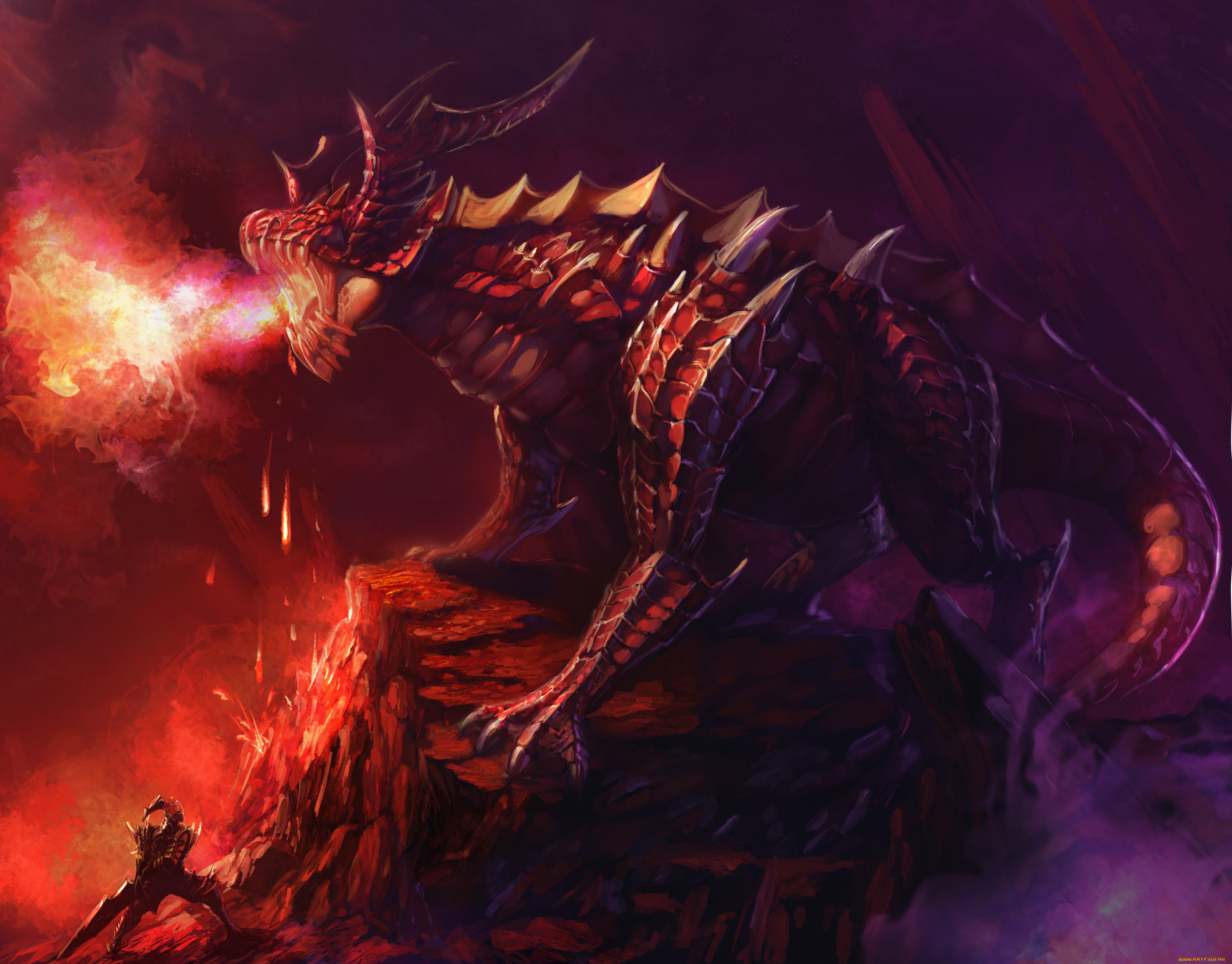 xiaobotong, фэнтези, демоны, пламя