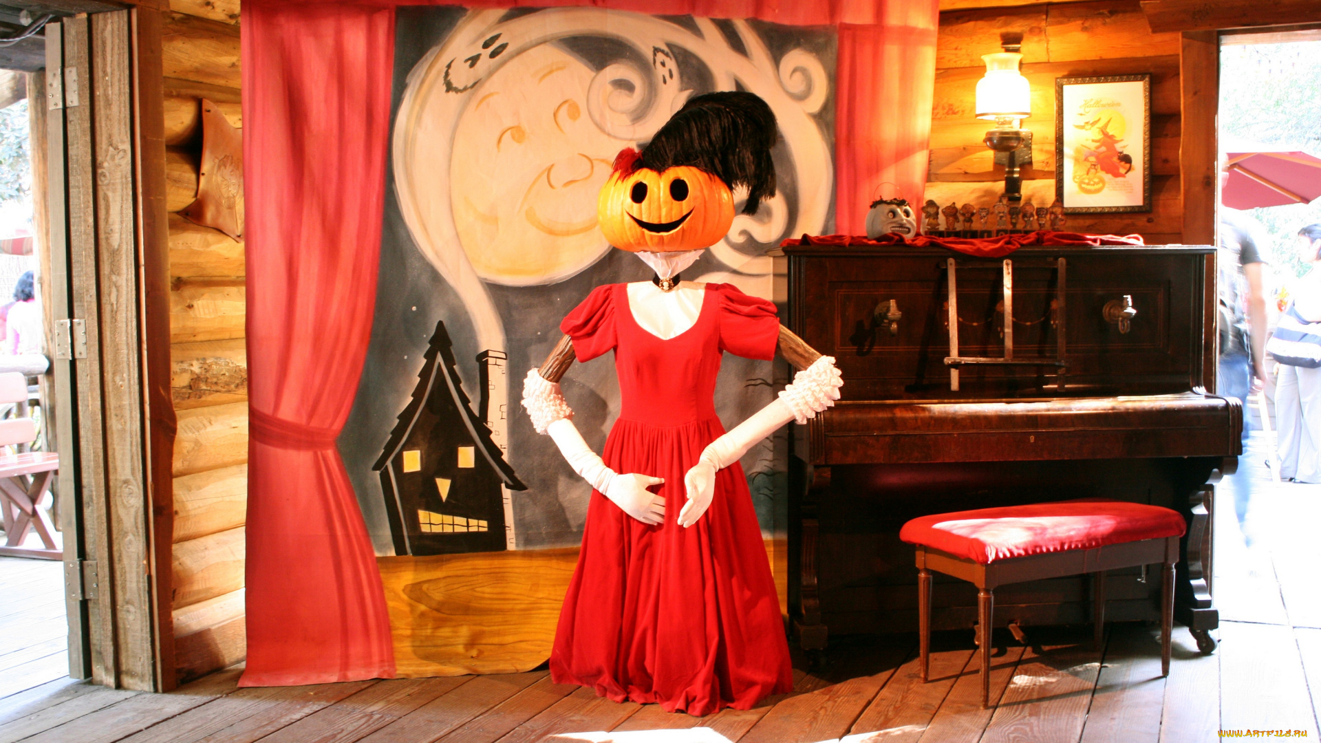 праздничные, хэллоуин, фортепиано, леди