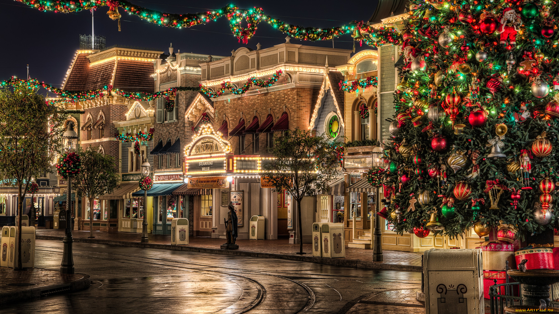 праздничные, новогодние, пейзажи, диснейленд
