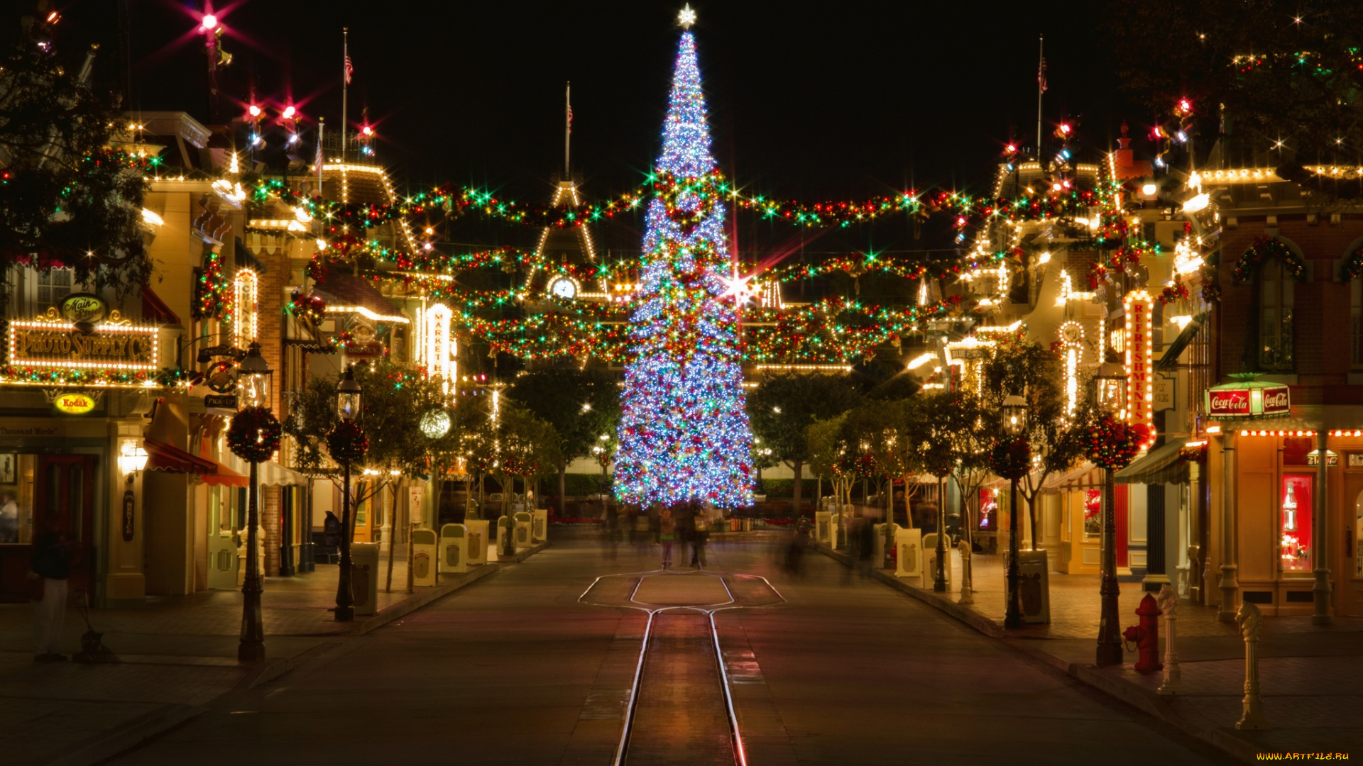 праздничные, новогодние, пейзажи, диснейленд