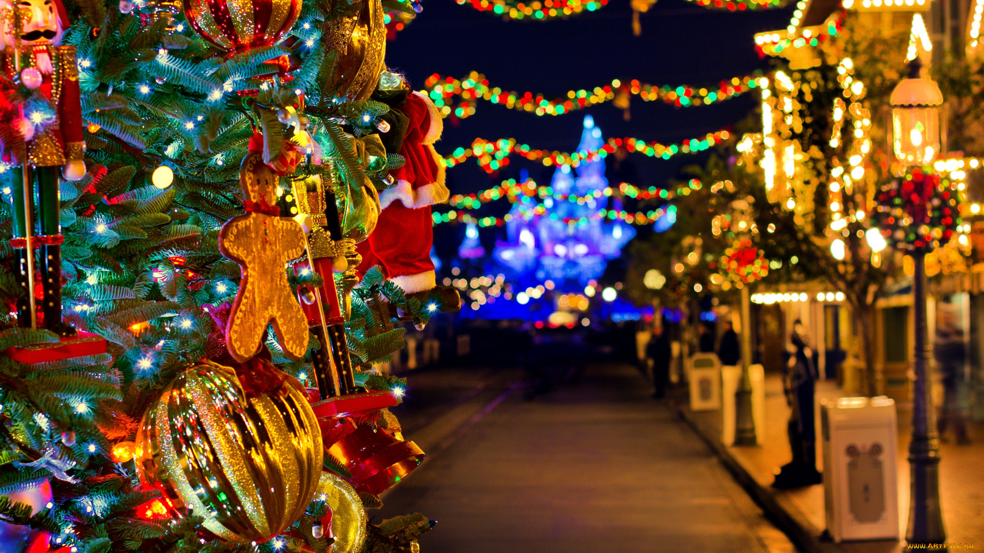 праздничные, новогодние, пейзажи, диснейленд