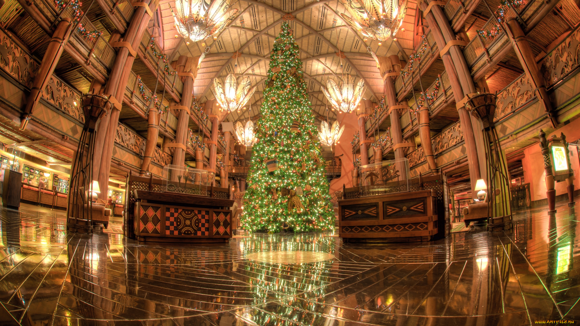 праздничные, Ёлки, отель, америка