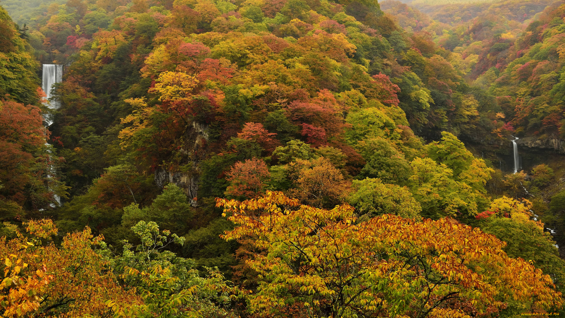 природа, водопады, осень