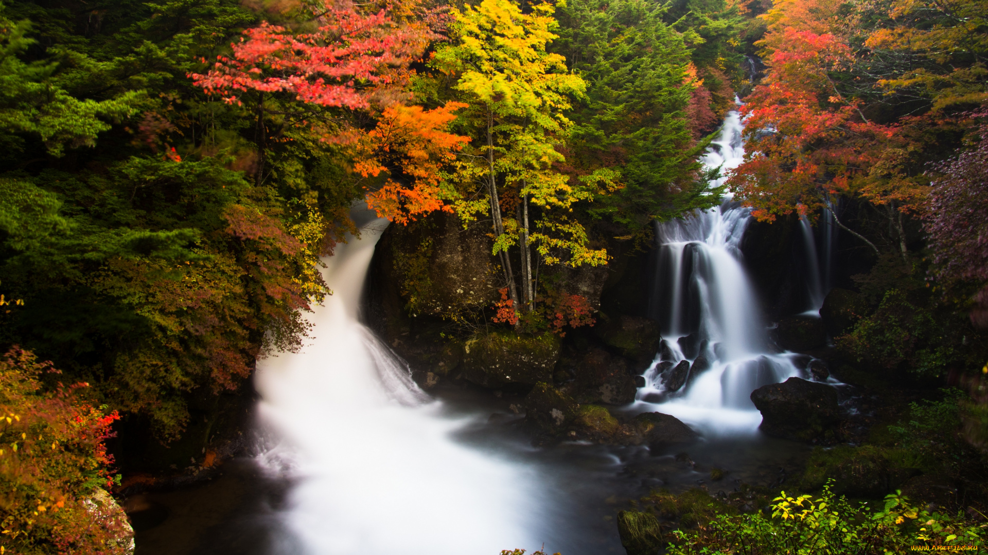 природа, водопады, осень