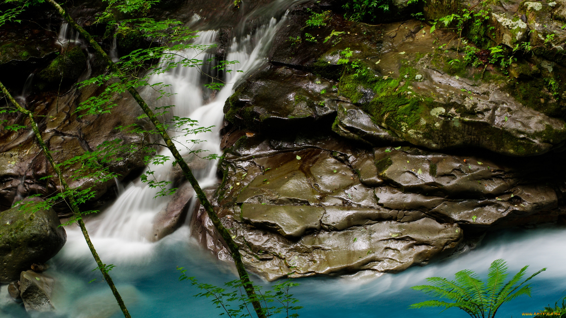 природа, водопады, поток, вода