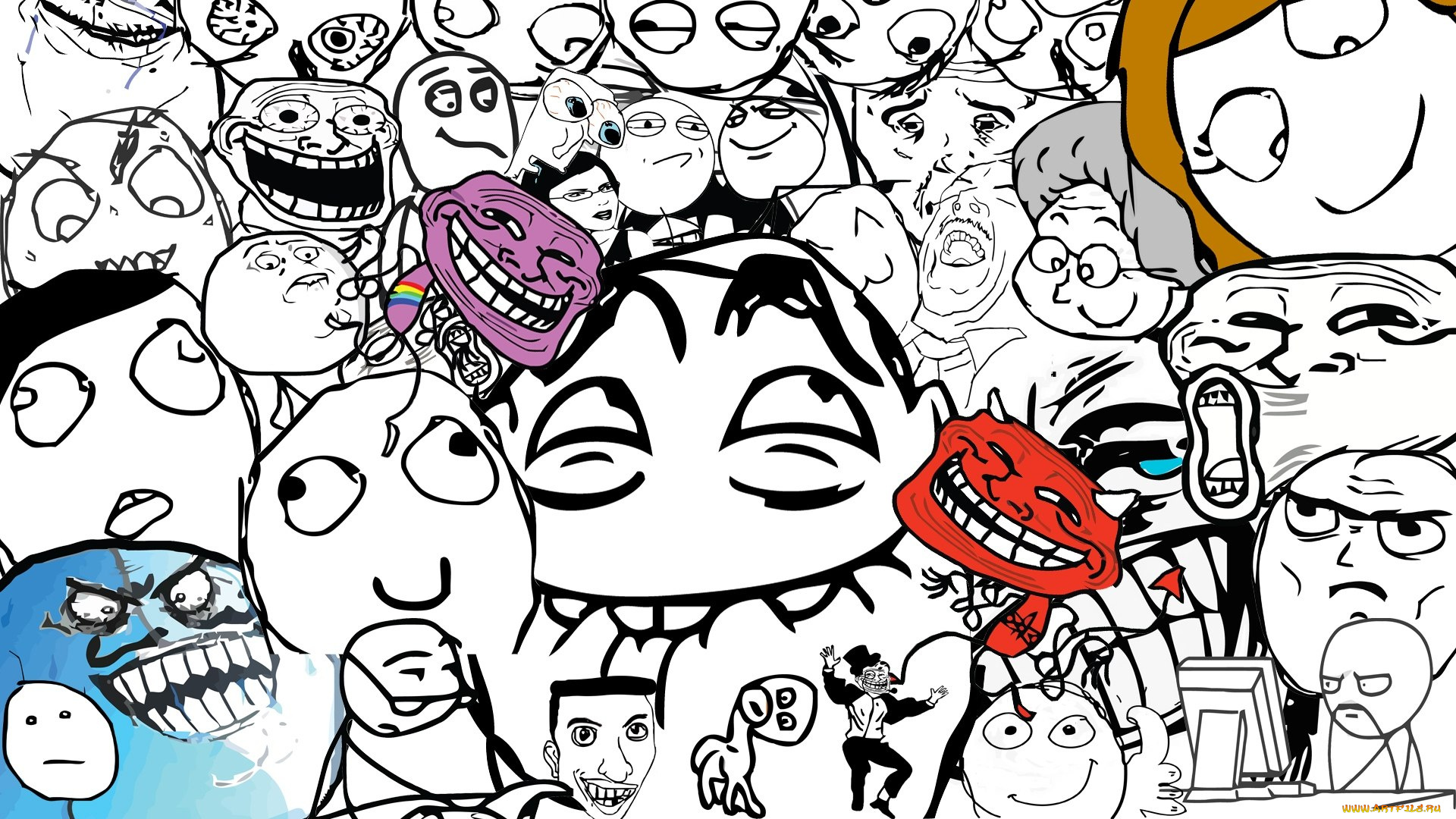 рисованные, другое, черт, лица