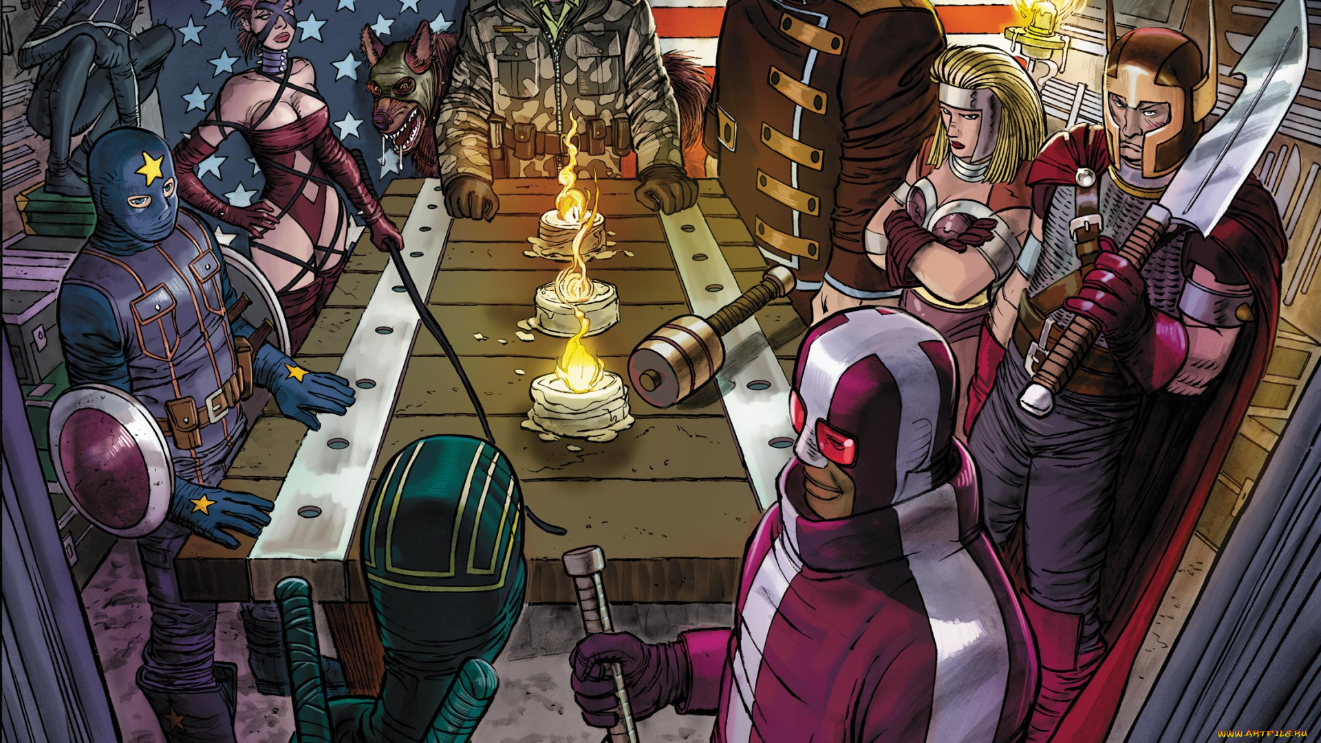 рисованные, комиксы, герои, пипец