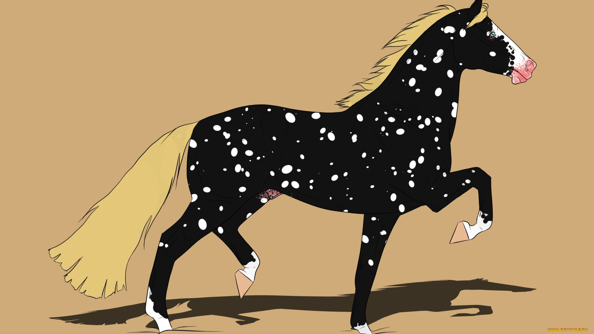 рисованные, животные, лошади, лошадь