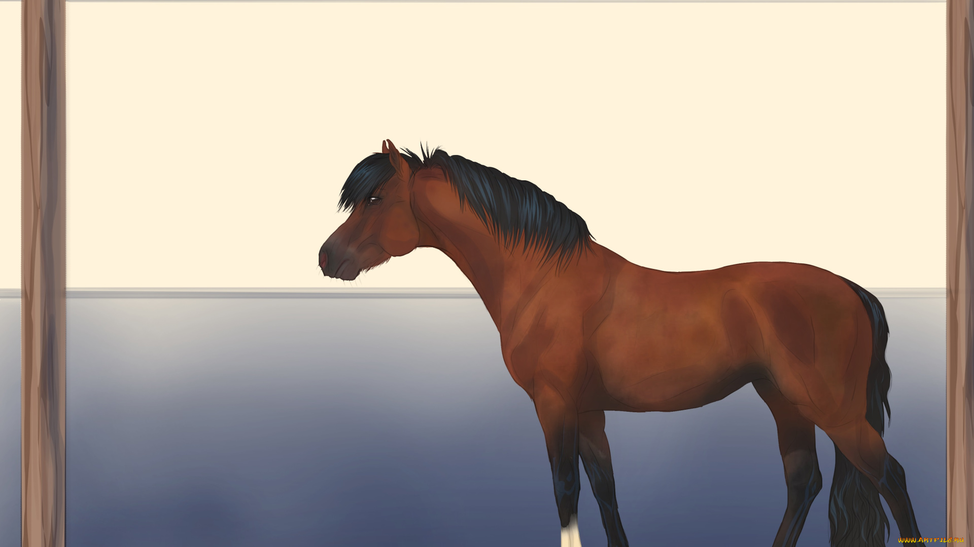 рисованные, животные, лошади, лошадь